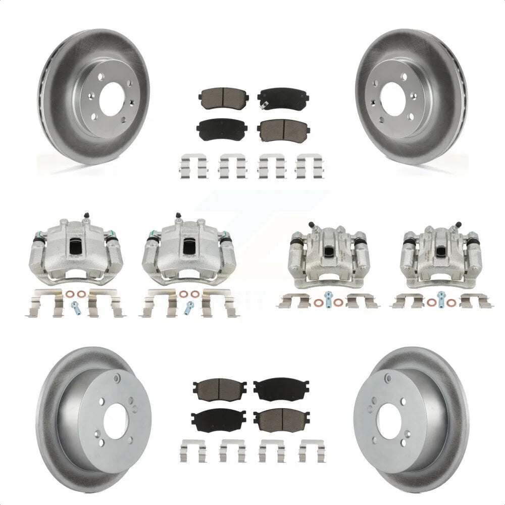 Transit Auto Front Rear Disc Brake Caliper Coated Rotors And Ceramic Pads Kit (10Pc) For Hyundai Accent Kia Rio Rio5 KCG-100923C
