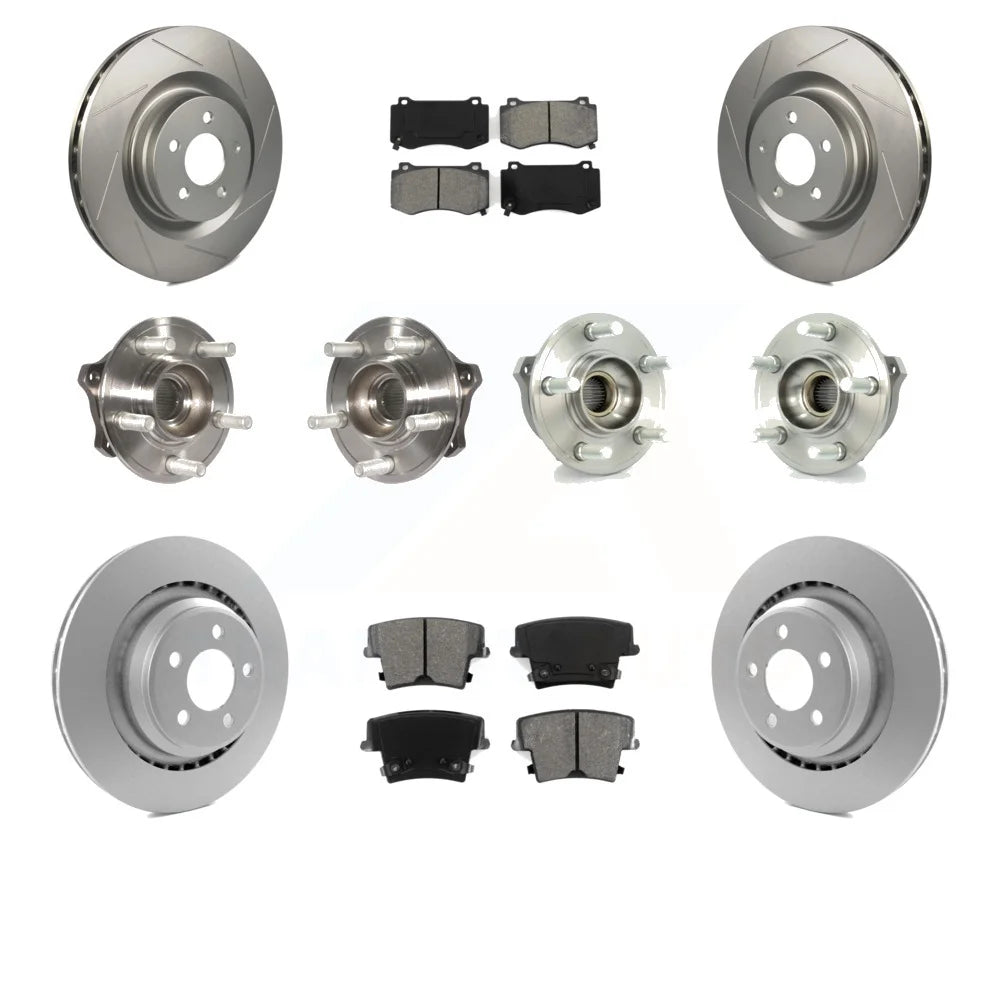 Transit Auto - Front Rear Hub Bearings Assembly Coated Disc Brake Rotors And Semi-Metallic Pads Kit (10Pc) For 2020 Dodge Challenger GT with AWD With Brembo Brakes KBB-117015