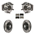 Transit Auto - Front Hub Bearing Assembly With Coated Drilled Slotted Disc Brake Rotors And Ceramic Pads Kit For 2019 Toyota 86 TRD Special Edition Without Brembo Brakes KBB-120242