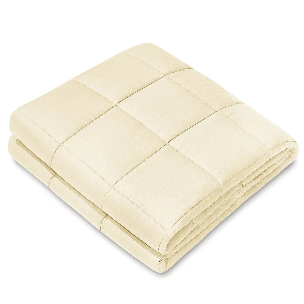 NEX 100% Natural Cotton Luxury Weighted Blanket, Queen, 20 lbs, Moonbeam Beige