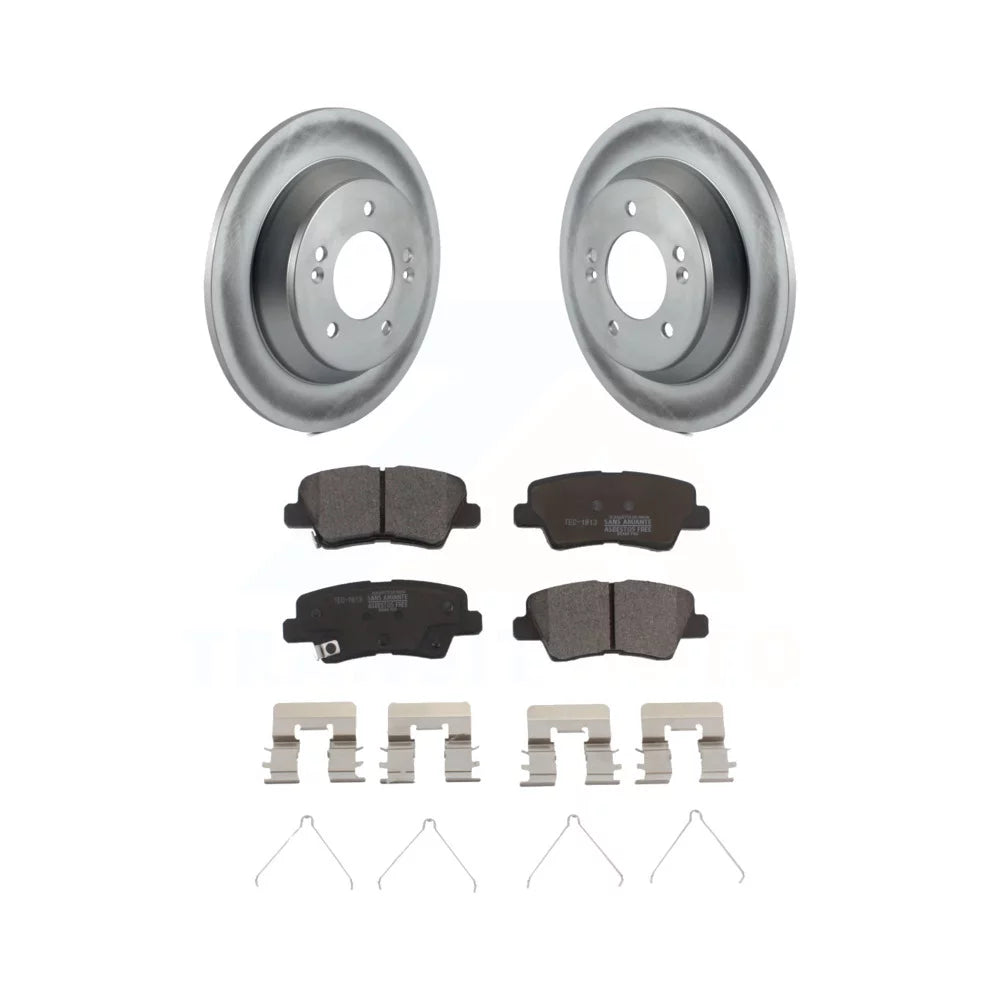 Transit Auto - Rear Coated Disc Brake Rotors And Ceramic Pads Kit For 2014-2017 Kia Rondo With Electric Parking KGT-101680
