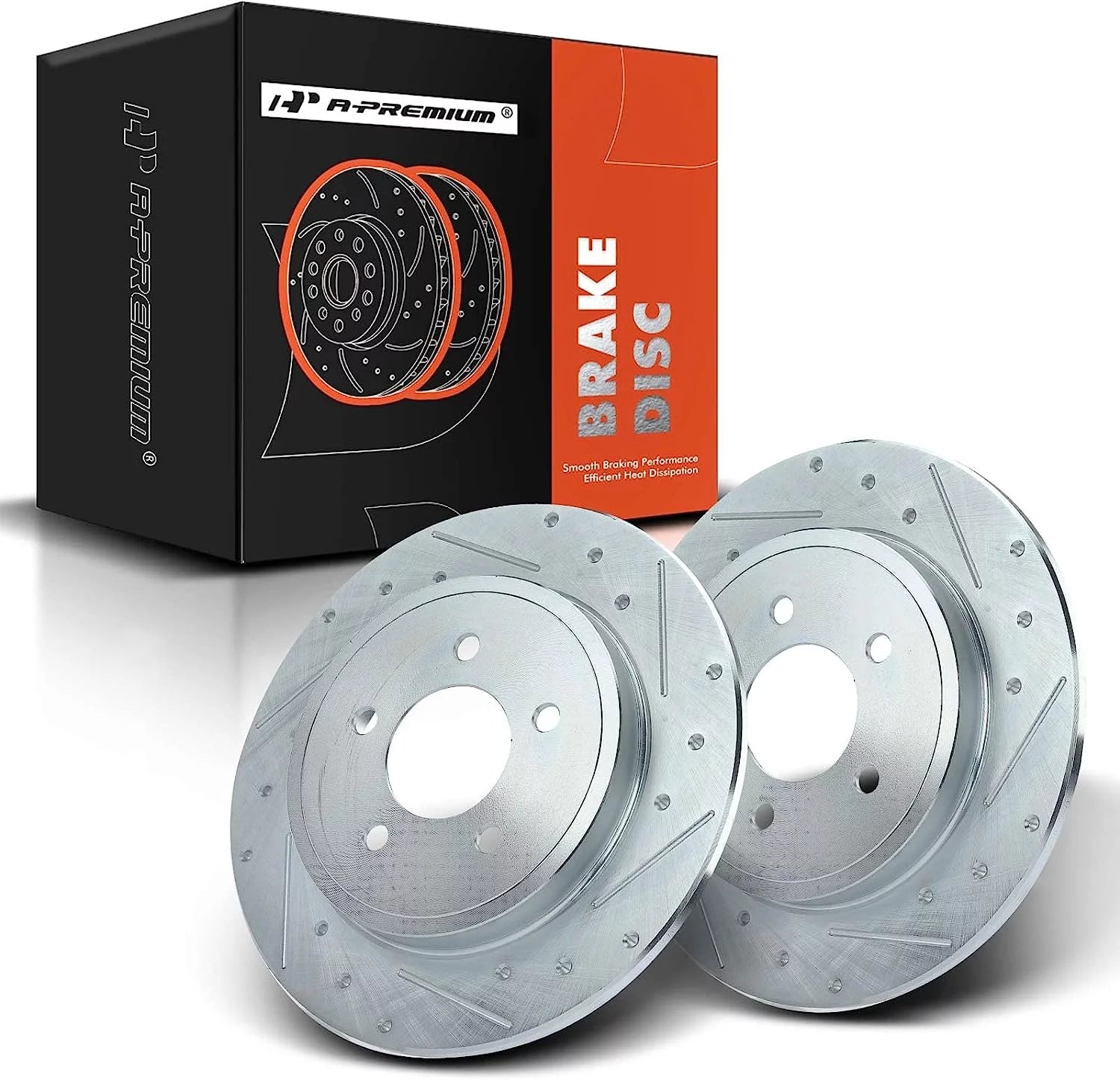 A-Premium Rear Drilled and Slotted Disc Brake Rotors Set Compatible with Ford Escape Mercury Mariner 2005-2008 Mazda Tribute 2005-2006/2008 2.3L 3.0L Replace # S-54122, S54122 2-PC Set