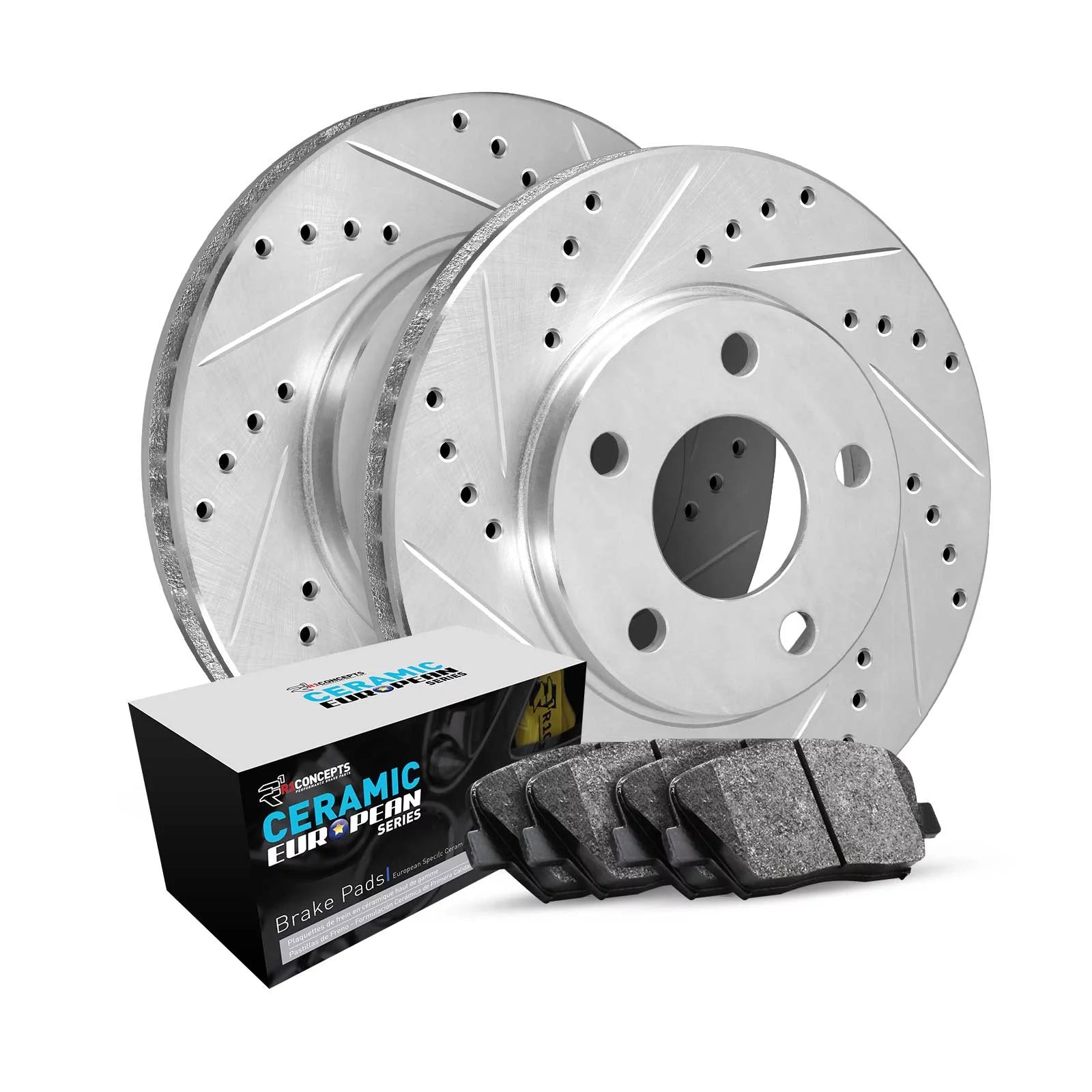 R1 Concepts Wgtn1 54007 R1 Brake Rotors D/S Silver W/ Euro Ceramic Pads Fits select: 2001,2005-2007 FORD FOCUS