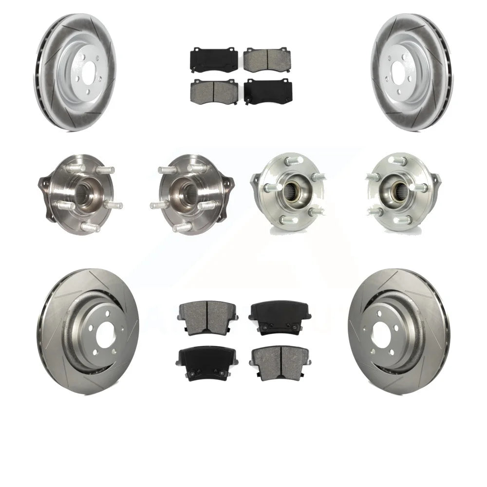 Transit Auto - Front Rear Hub Bearings Assembly Coated Disc Brake Rotors And Semi-Metallic Pads Kit (10Pc) For 2020 Dodge Challenger GT with AWD With Brembo Brakes KBB-117016
