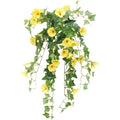 Morttic 1 Branch(12 Stems/23 Flowers) Artificial Morning Glory Trumpet Flower Vine Plastic Flower Bouquet Hanging Wall Strings Flowers for Home Garden Wedding Party Decoration (Yellow)