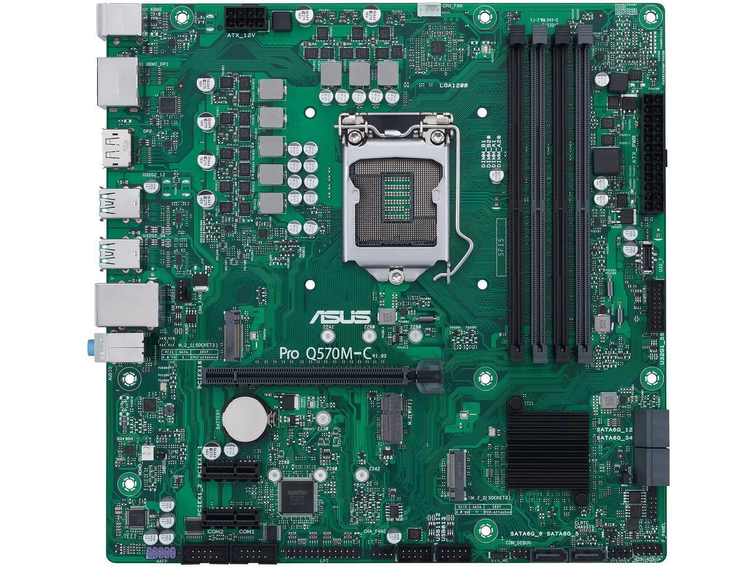 ASUS Pro Q570M-C/CSM LGA1200 (Intel 10th & 11th Gen) mATX Commercial Motherboard (PCIe 4.0, 1 LAN, Front Panel USB 3.2 Gen 1 Type-C, Intel vPro, 2 x DisplayPorts, TPM 2.0 IC Onboard, COM Debug Header,