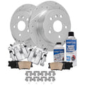 Detroit Axle - Rear Brake Kit for 12-17 Toyota Camry 2013-2018 Avalon Lexus ES350 ES300h Drilled Slotted Disc Brake Rotors Ceramic Brakes Pads Replacement Brake Calipers