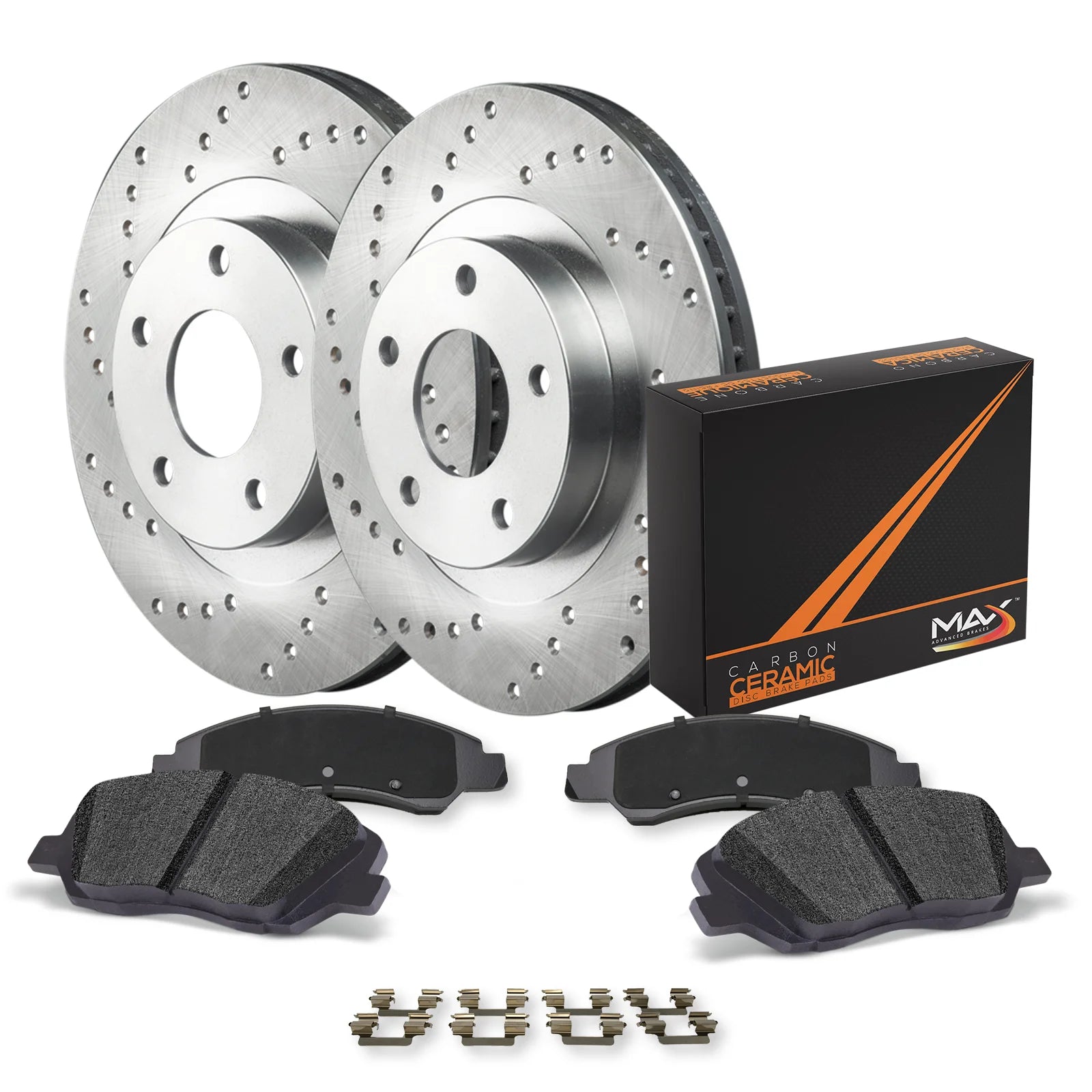 Max Advanced Brakes - Brake Kit for 2011 2012 2013 2014 2015 2016 2017 2018 Ram 2500 3500 Dodge Ram 2500 3500 Rear Replacement Cross Drilled Disc Brake Rotors and Ceramic Brake Pads