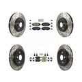 Transit Auto - Front Rear Ceramic Pads And Coated Drilled Slotted Disc Brake Rotors Kit For 2019 Toyota Corolla 1.8L with rear brakes KDA-101702