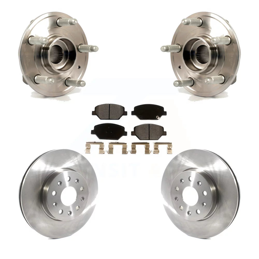 Transit Auto - Front Hub Bearing Assembly With Disc Brake Rotors And Ceramic Pads Kit For 2016 Chevrolet Camaro LT with 3.6L 2.0L Without Brembo Calipers KBB-114869