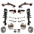 Transit Auto - Front Disc Rotors Brake Pads Hub Bearings Control Arms Tie Rod End Shock Assembly Suspension Link Kit (15Pc) For 2004 Mazda 3 i GS GX with 2.0L Excludes MazdaSpeed Model KM-100390
