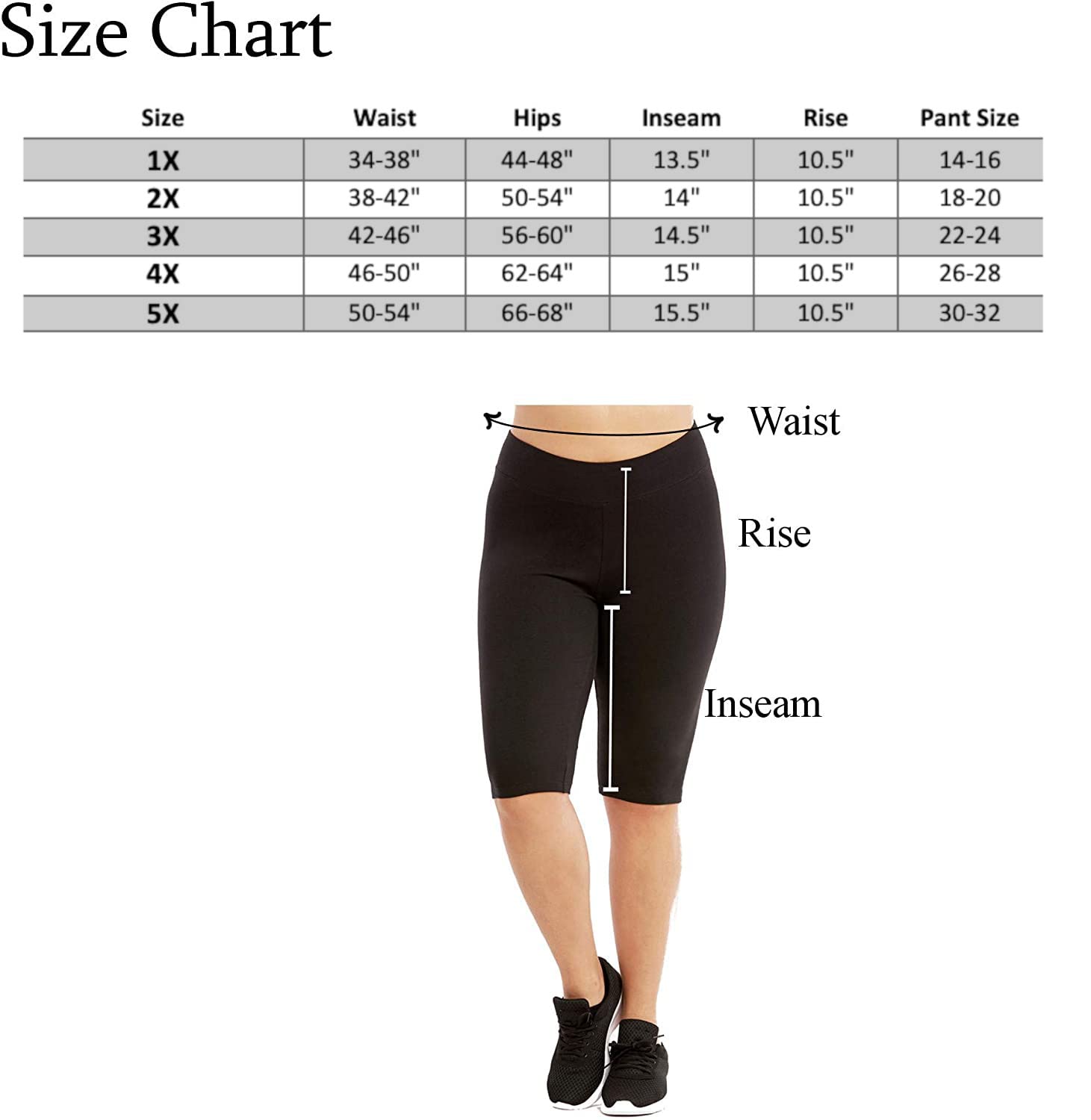 Womens Knee Length Bike Shorts - Plus Size