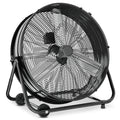 mollie 24 High Velocity Floor Fan with Wheels, Heavy Duty Metal Industrial Drum Fan with 3-Speeds and Adjustable Tilt for Warehouse Workshop Commercial, Black