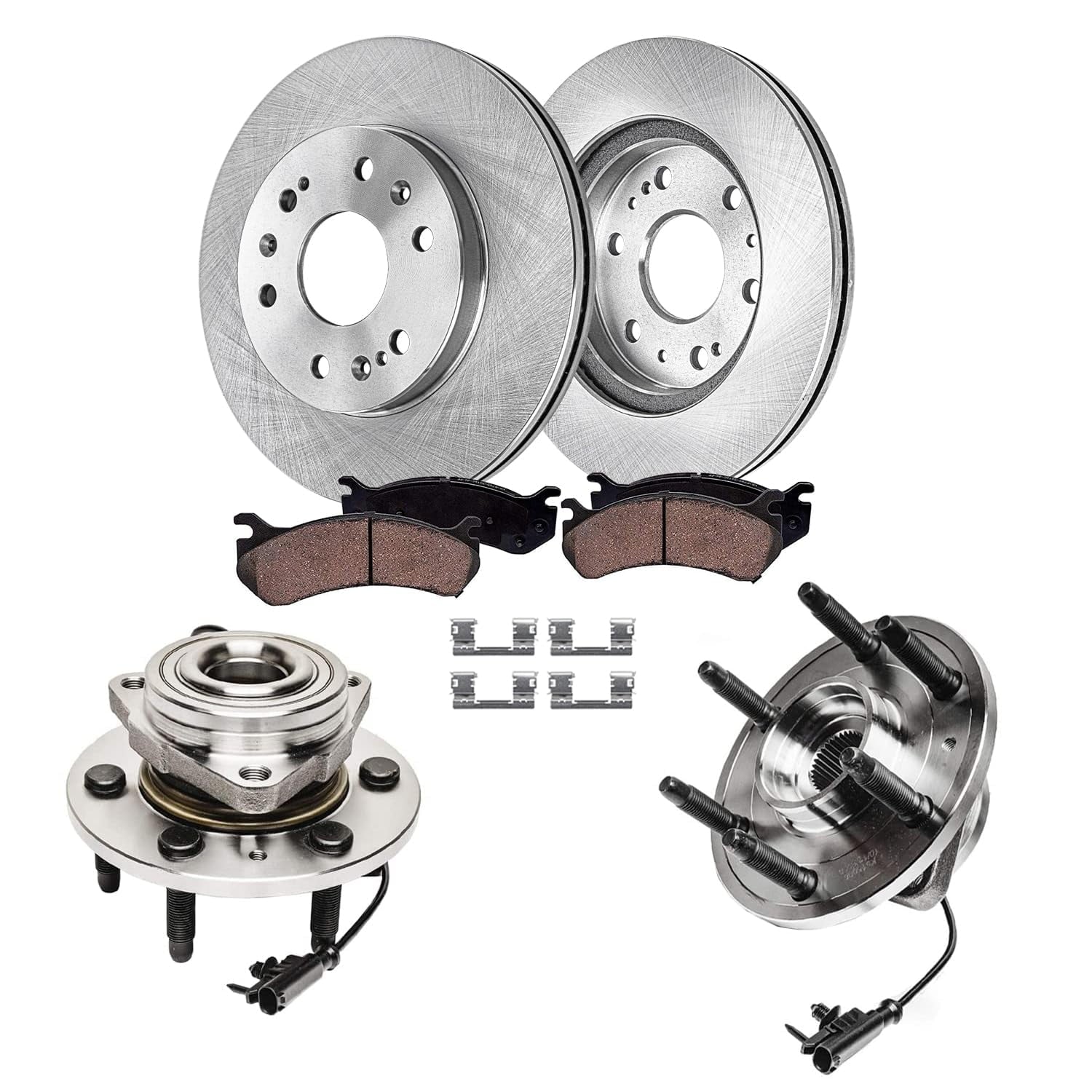Detroit Axle - Front Brake Kit for 4WD Cadillac Escalade ESV EXT Chevy Tahoe Avalanche Silverado Sierra 1500 GMC Yukon Wheel Bearing Hubs Disc Brake Rotors Ceramic Brakes Pads