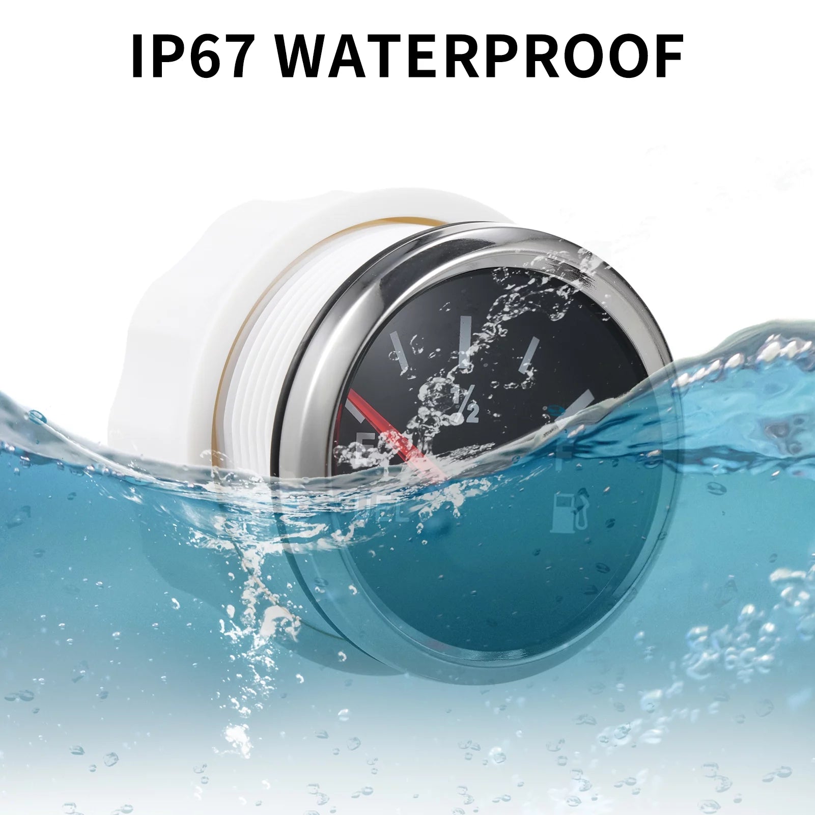 Anself Marine Fuel Level Gauge Waterproof Boat Fuel Gauge 240~33ohm Signal 52mm with LED Backlight for Universal AUTO Car Boat Truck Vehicle RV