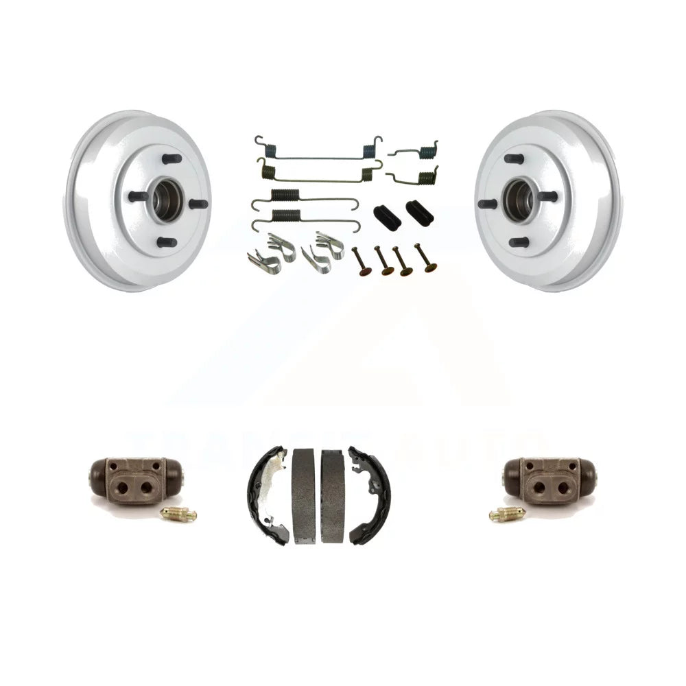 Transit Auto - Rear Coated Brake Drum Shoes Spring And Cylinders Kit For 2005-2007 Ford Focus Wheel Bearing Includes KGN-100110