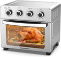 YINCHEN Air Fryer Toaster Oven: 24.3QT/23L Airfryer with Warm, Broil, Toast, Bake, Air Fry 5-in-1 Functions, Knob Control 1700W Toaster Oven Countertop with 4 Accessories, Stainless Steel