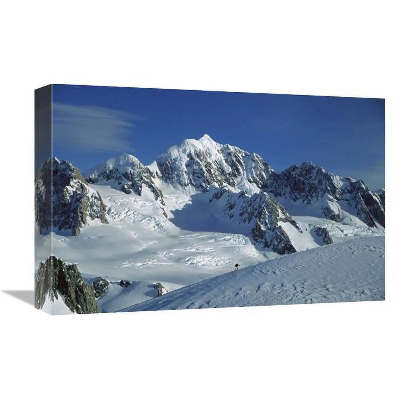 12 x 18 in. Ski Mountaineer Near Summit with Mt Tasman Behind, Westland NP, New Zealand Art Print - Colin Monteath