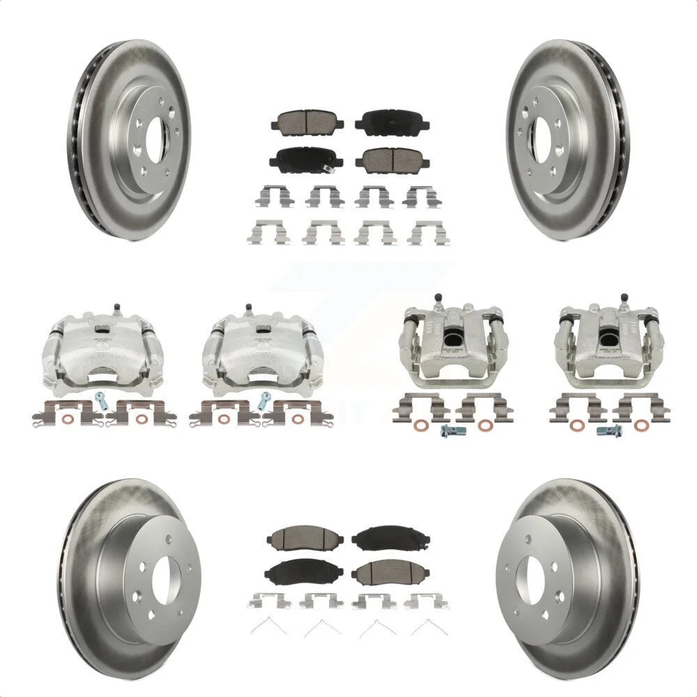 Transit Auto Front Rear Disc Brake Caliper Coated Rotors And Ceramic Pads Kit (10Pc) For 2015 Nissan LEAF Vehicles Manufactured In Japan KCG-100952C