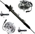 Detroit Axle - Power Steering Rack and Pinion 2 Tie Rod 2 Wheel Hub Bearing w/ABS; 4X4 for 2003 2004 2005 2006 Ford Expedition