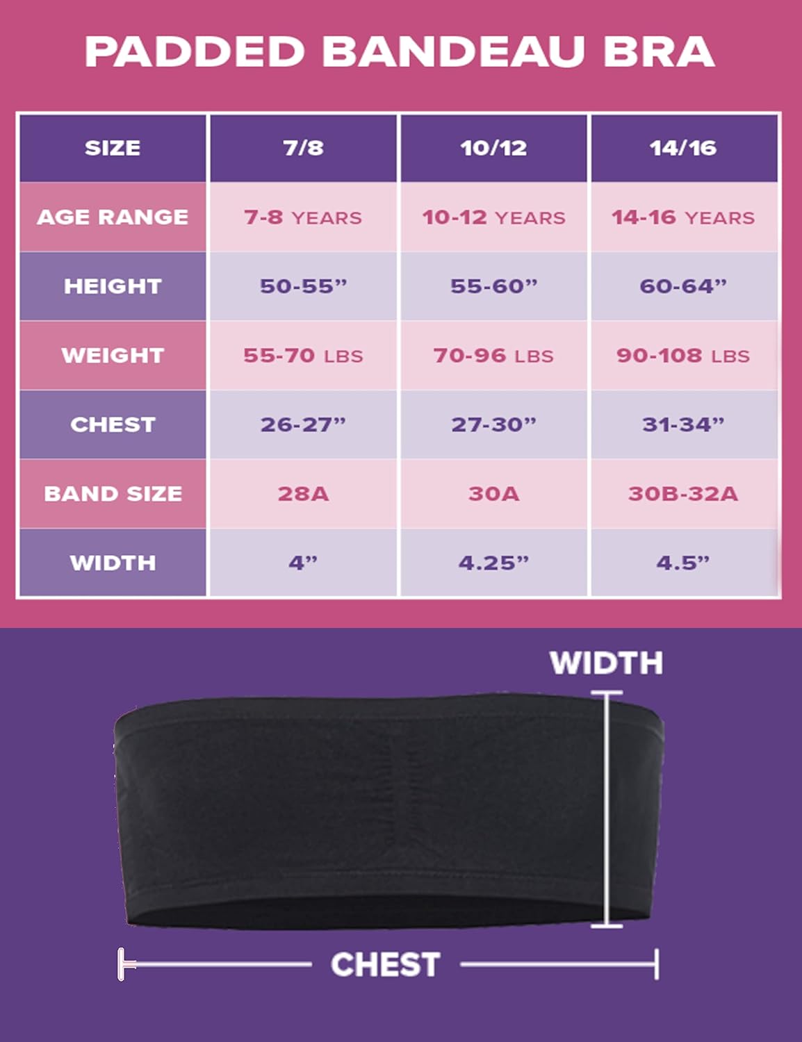 Bandeau Bra with Removable Padding - 2 Pack