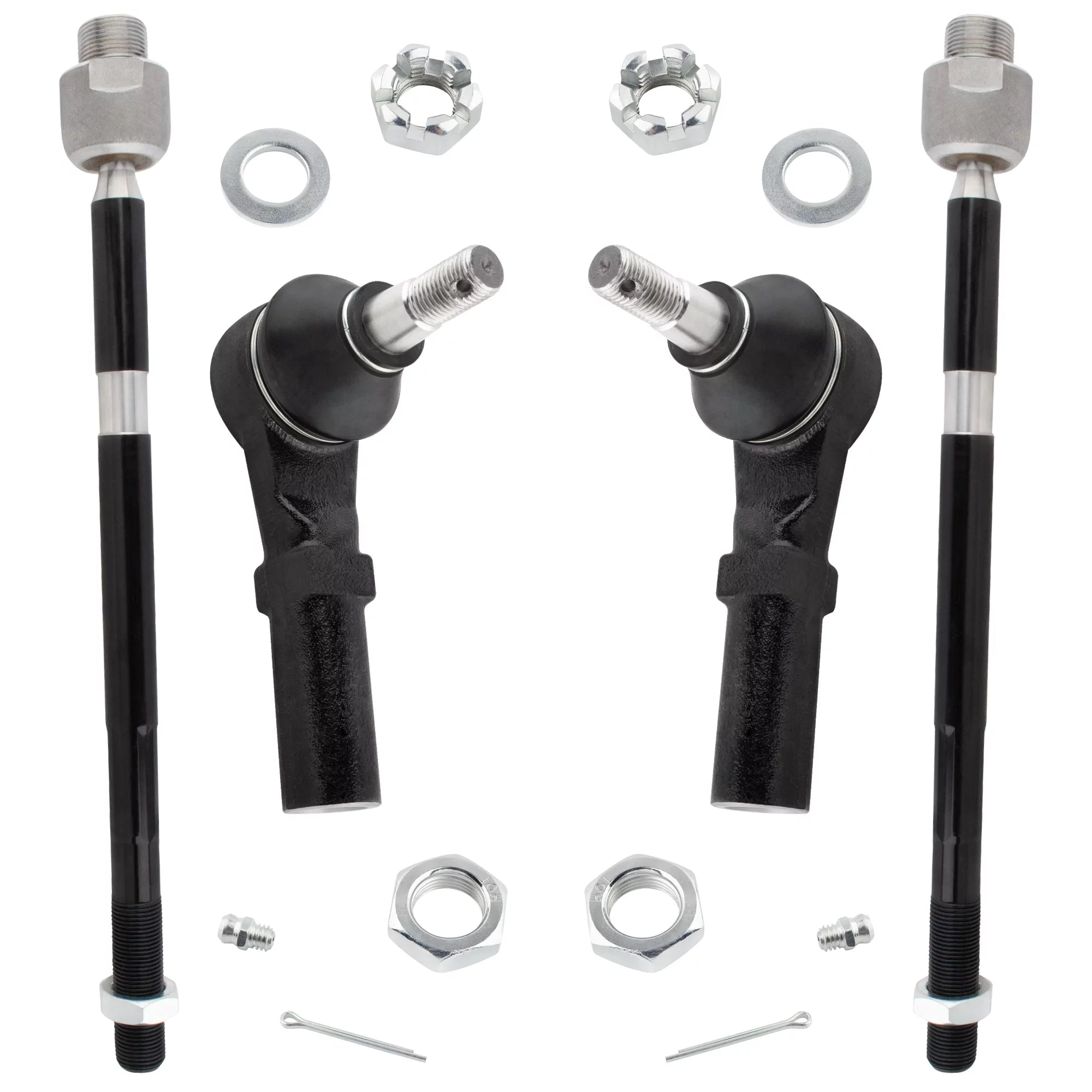 BOXI (Set of 4) Front Inner & Outer Tie Rods Ends Driver and Passenger Sides Fit for Dodge Ram 1500 2002 2003 2004 2005 | Replace EV407 ES3538