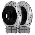 AutoShack Rear Drilled Slotted Brake Rotors Black and Ceramic Pads Kit Driver and Passenger Side Replacement for 2004-2007 Subaru Impreza 2004-2008 Forester 2005-2006 Saab 9-2X 2.0L 2.5L AWD