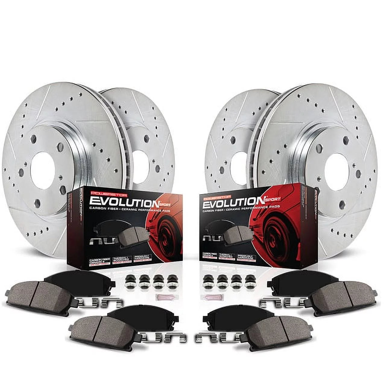 Power Stop Front and Rear Ceramic Brake Pad and Drilled and Slotted Rotor Kit K2068