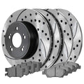 AutoShack Front and Rear Drilled Slotted Brake Rotors Black and Ceramic Pads Kit Replacement for 2009 2010 2011 Honda Civic 1.3L FWD