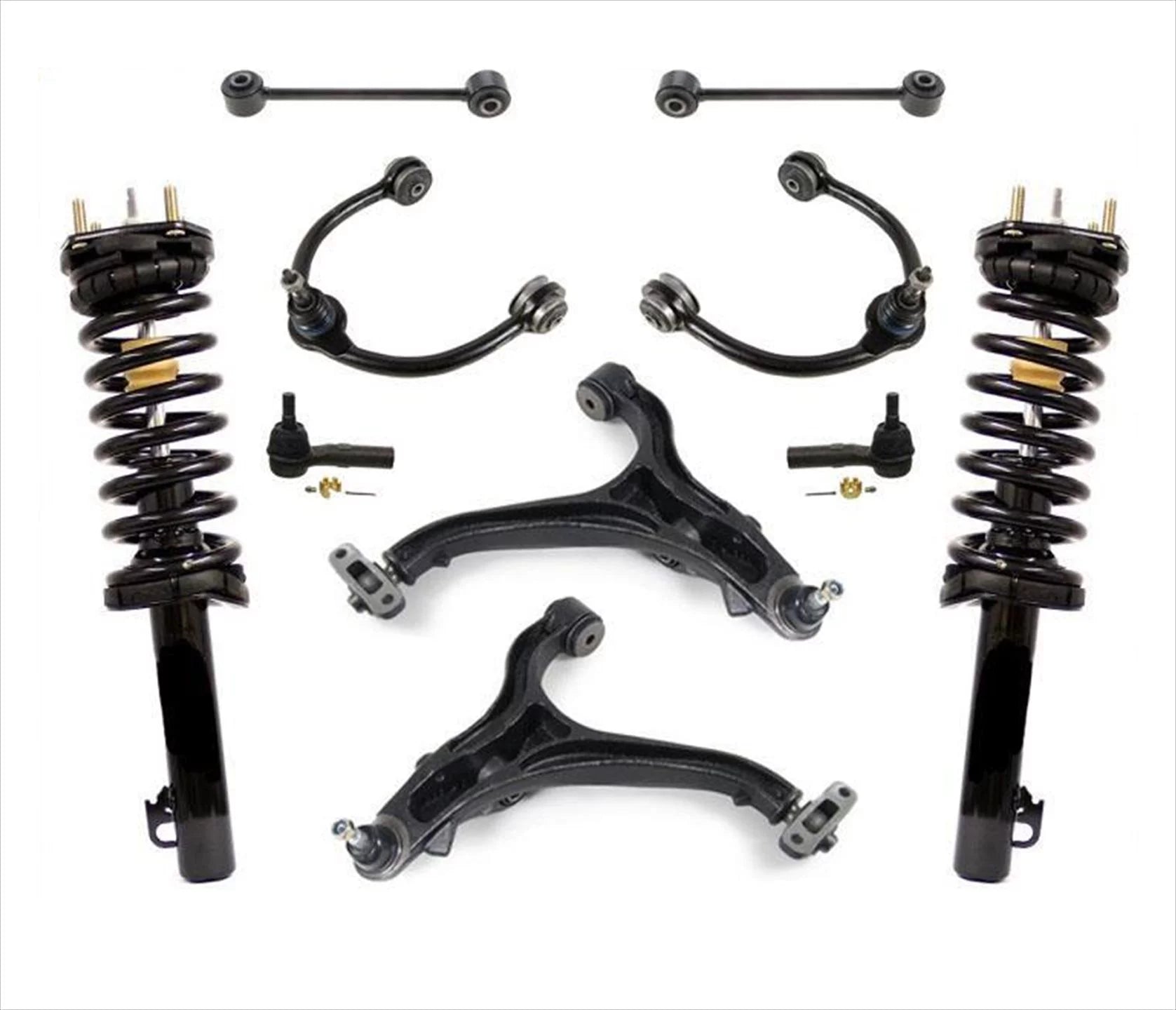 Grand Cherokee Commander Upper Lower Control Arms Tie Rods Sway Bar Struts 10PC