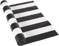 Fun Express 100 Feet Black and White Striped Tablecloth Roll, Party Supplies