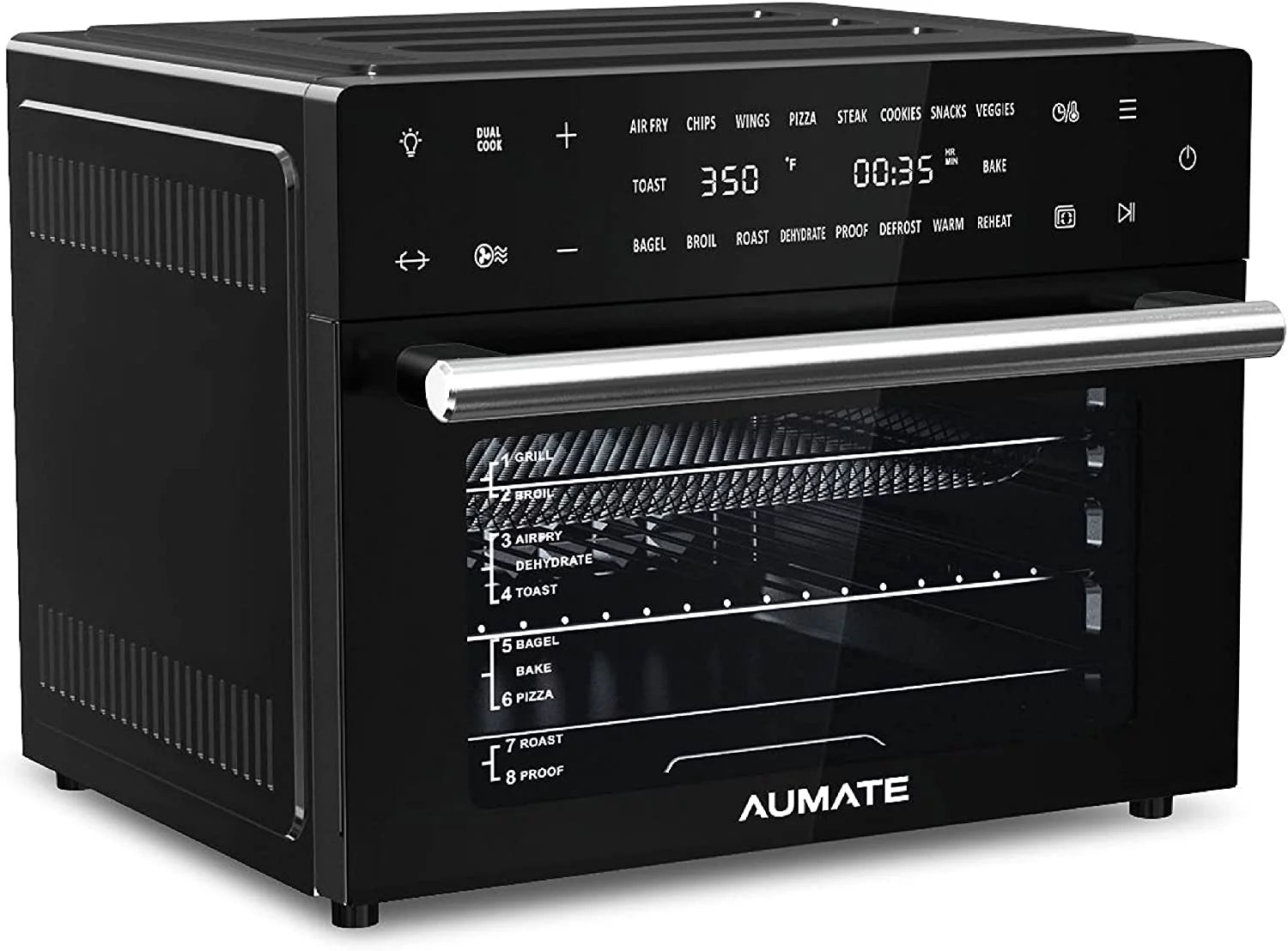 32 QT Digital Toaster Oven Air Fryer Combo, AUMATE by YINCHEN Convection Oven Countertop, 19-in-1 Smart Airfryer, Pizza Oven, Toast Bake and Broil, Rotisserie, 7 Accessories, 1800W