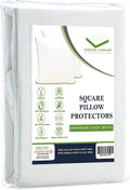 Hudson Comfort 16x16 Pillow Covers with Zipper - 100% Waterproof, Prevents Feathers from Popping, European Square Zippered Pillow Protectors (2 Pack, 16x16)