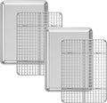 Baking Sheet with Cooling Rack Set [2 Sheets + 2 Racks], GoXteam Stainless Steel Cookie Baking Pan Oven Tray with Rack, 16 x 12 x 1 Inch, Heavy Duty, Non-toxic, Dishwasher Safe