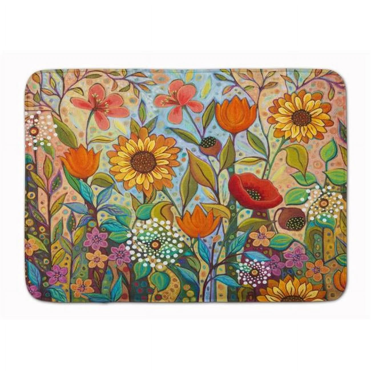 19 x 27 in. Joy in the Morning Flowers Machine Washable Memory Foam Mat