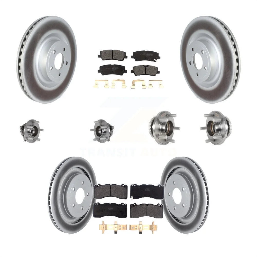 Transit Auto - Front Rear Hub Bearings Assembly Coated Disc Brake Rotors And Semi-Metallic Pads Kit (10Pc) For Ford Mustang With Brembo Brakes KBB-125956