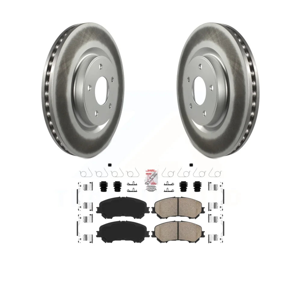 Transit Auto - Front Coated Disc Brake Rotors And Ceramic Pads Kit For 2019 Nissan Rogue FULL HYBRID EV-GAS (FHEV) engine Electric Parking or Manual KGA-100947