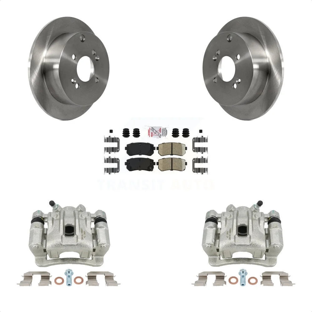 Transit Auto Rear Disc Brake Caliper Rotors And Ceramic Pads Kit For 2006-2007 Hyundai Accent Kia Rio Rio5 KC8-100829N