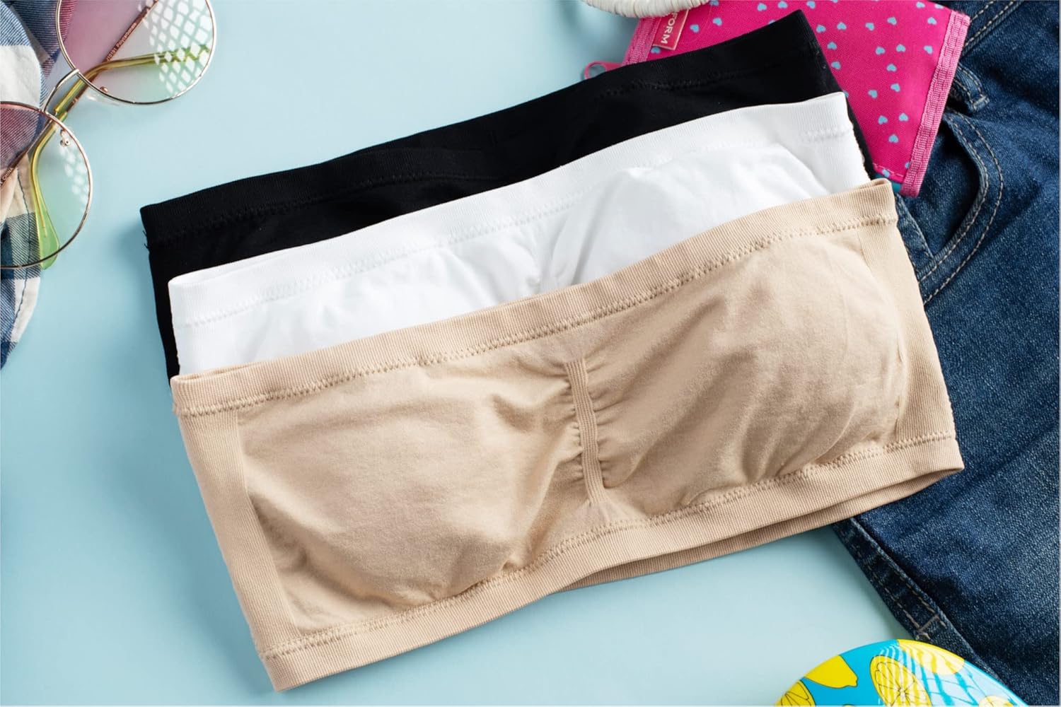 Bandeau Bra with Removable Padding - 2 Pack