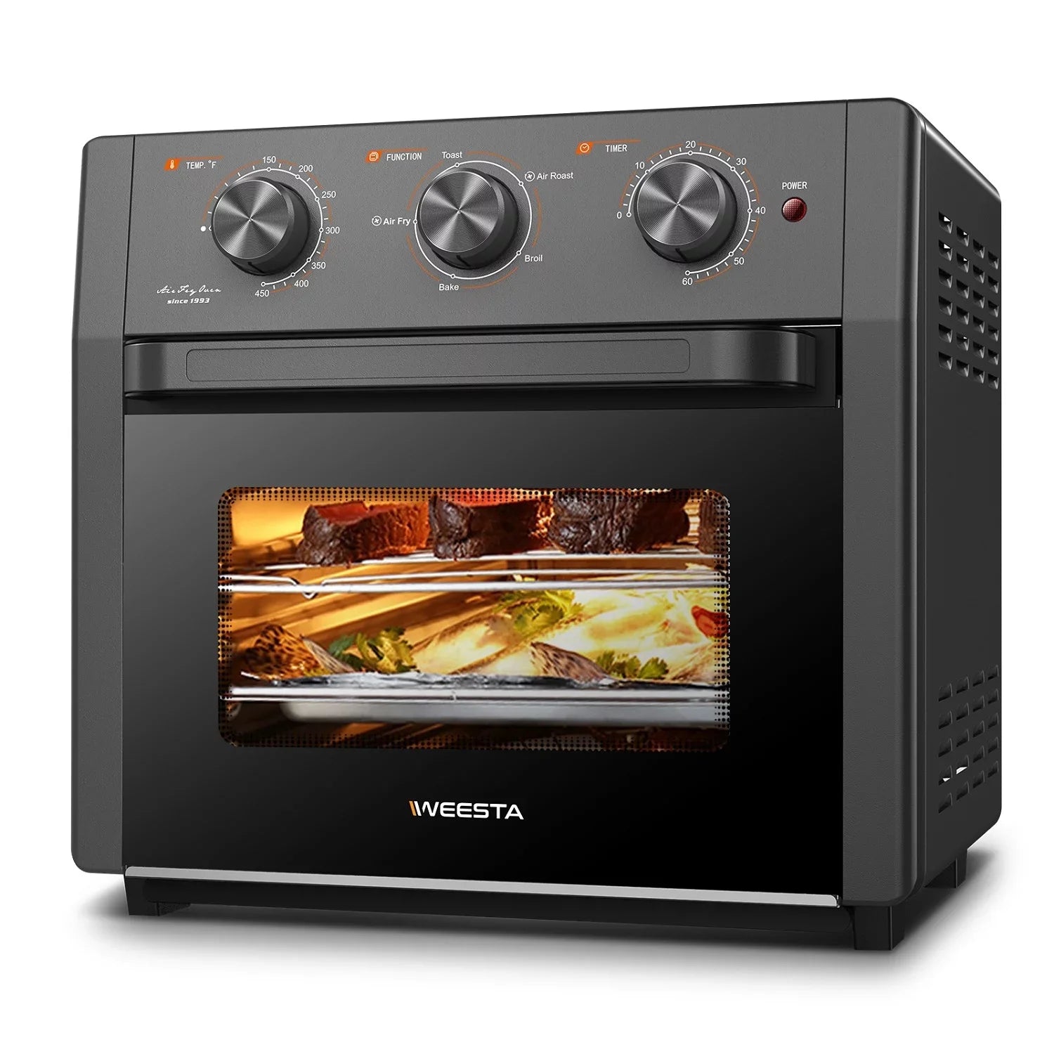 Gray 20 Quart Air Fryer, 5-in-1 Air Fryer Oven Toaster Combo with Accessories & E-Recipes, Convection Oven Countertop, 5 presets for Quick, Easy Family-Sized Meals, UL Certified, 1300W,