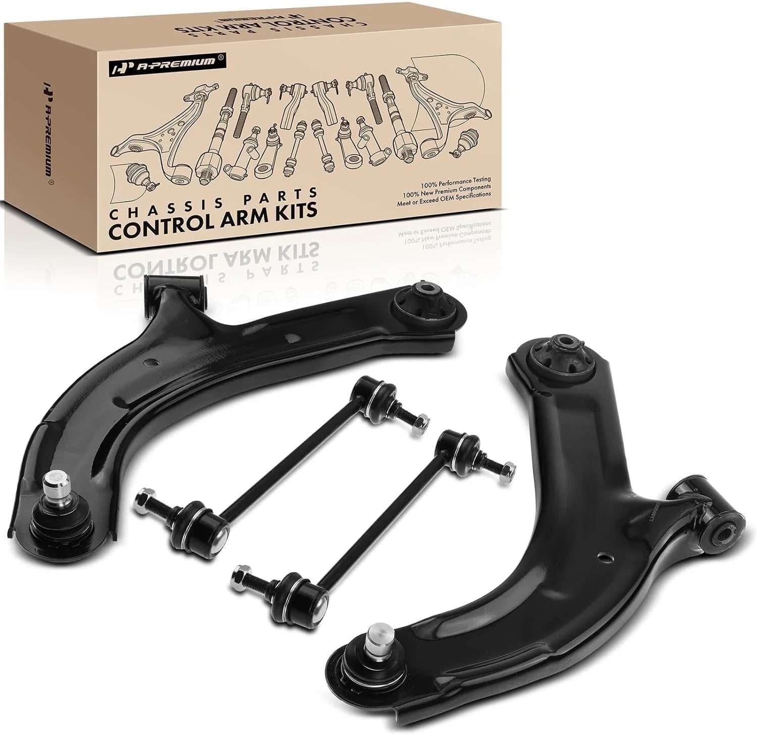 A-Premium 4Pcs Front Suspension Kit Lower Control Arm and Ball Joint Assembly Sway Bar Link Stabilizer link Compatible with Nissan Versa 2007-2012 Cube 2009-2014