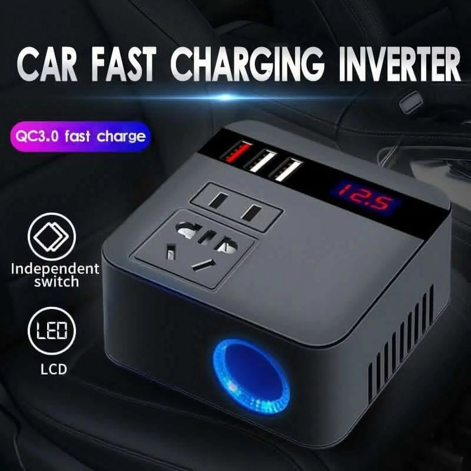 Car Inverter 300W 12V/24V DC To 220V AC Cigarette Lighter Power Supply Inverter