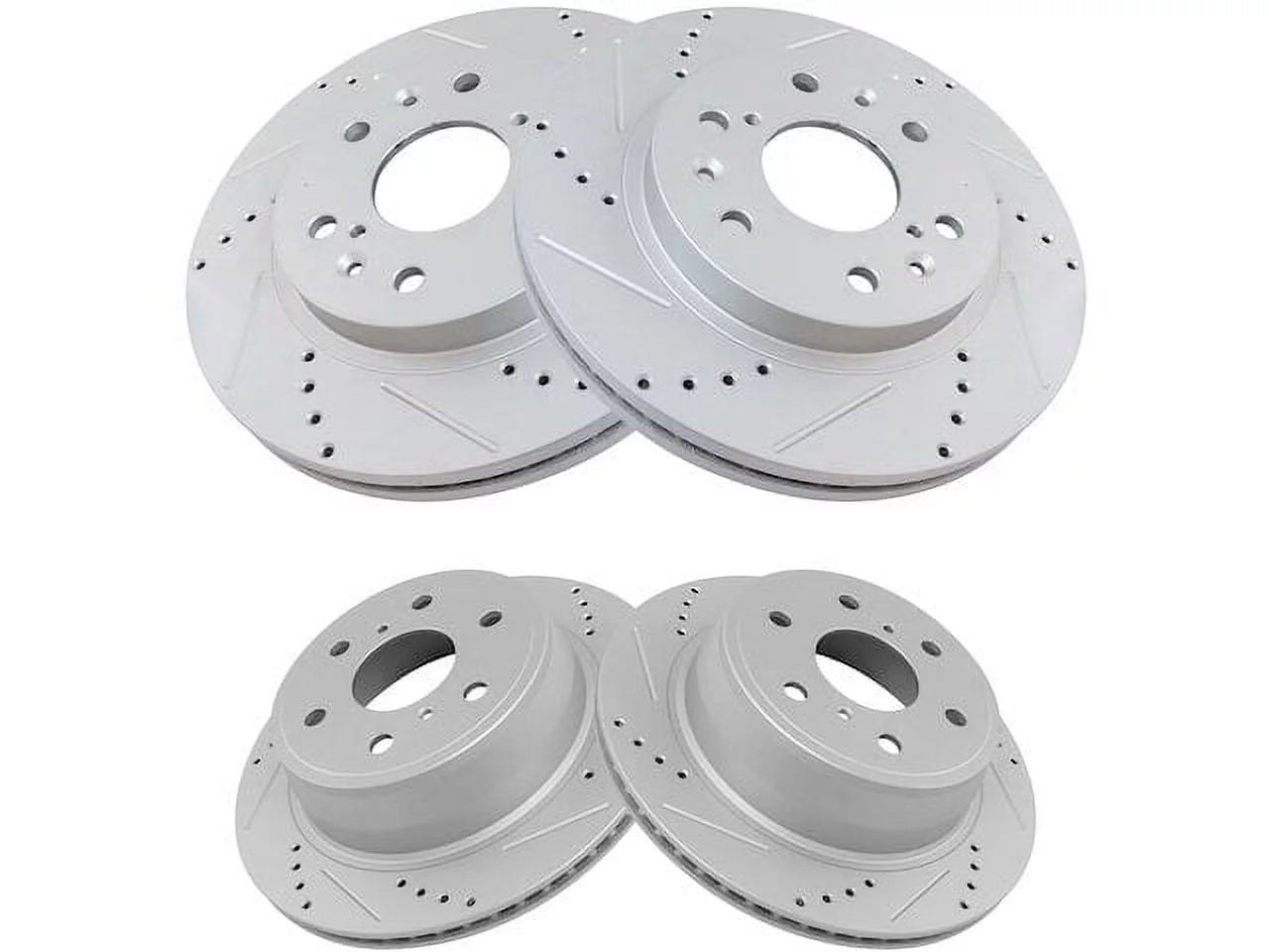 Front and Rear Cross Drilled and Slotted Brake Rotor - Set of 4 - 6-Lug - Compatible with 2007 - 2017 Chevy Tahoe 2008 2009 2010 2011 2012 2013 2014 2015 2016 2018
