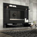 Manhattan Comfort Cabrini 2.2 Floating Wall Theater Entertainment Center in Black Gloss and Black Matte