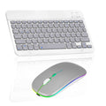 Rechargeable Bluetooth Keyboard and Mouse Combo Ultra Slim for MatePad Pro 10.8 (2019) and All Bluetooth Enabled Android/PC-Stone Grey Keyboard with Silver RGB Led Mouse