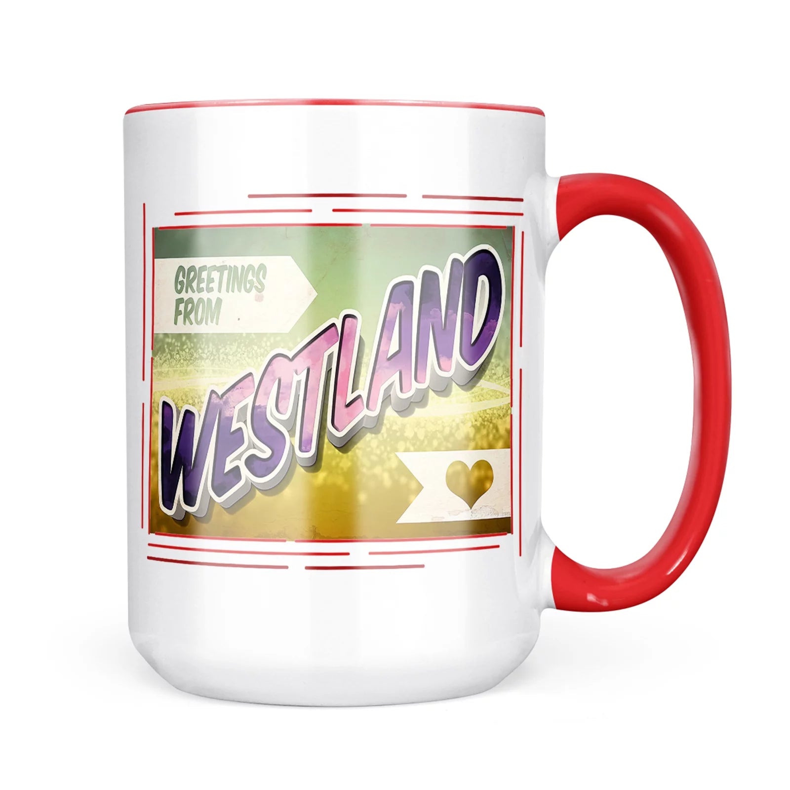 Neonblond Greetings from Westland, Vintage Postcard Mug gift for Coffee Tea lovers
