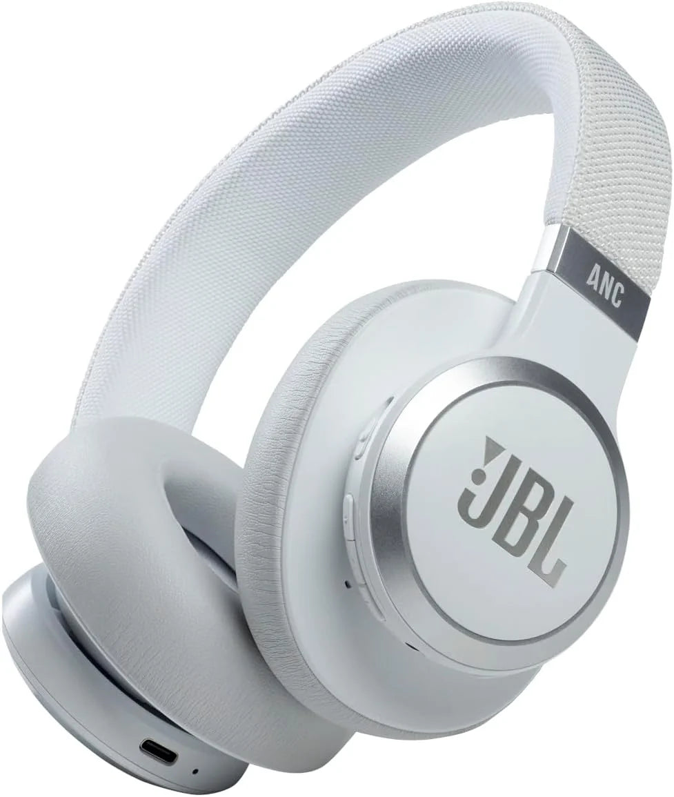Live 660NC Wireless Over-Ear Noise Cancelling Headphones with Voice Assistant - White JBLLIVE660NCWHTAM