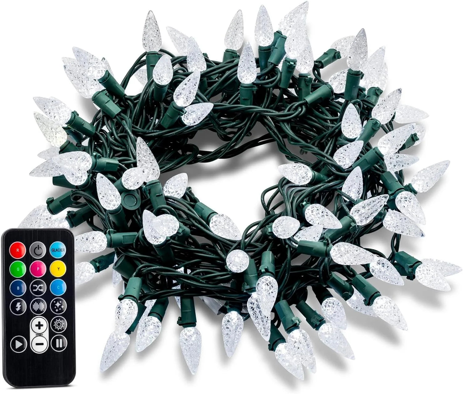 Sylvania 274763 100 Light LED RGB Color Change Faceted C6 Style Look Mini Light Set