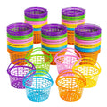 Fun Express 72 Pieces 6 Inch Colorful Plastic Baskets for Easter Empty Perfect for Easter Egg Hunts