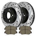 AutoShack Front Drilled Slotted Brake Rotors Black and Performance Ceramic Pads Kit Driver and Passenger Side Replacement for Acura ILX Honda Civic Element Fit 2003-2012 2014-2017 Accord 2016 CR-Z FWD